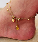 Stainless steel Coin Bell Pendant  Gold colour Anklet For Woman Fashion Ankle Jewelry - Tuzzut.com Qatar Online Shopping