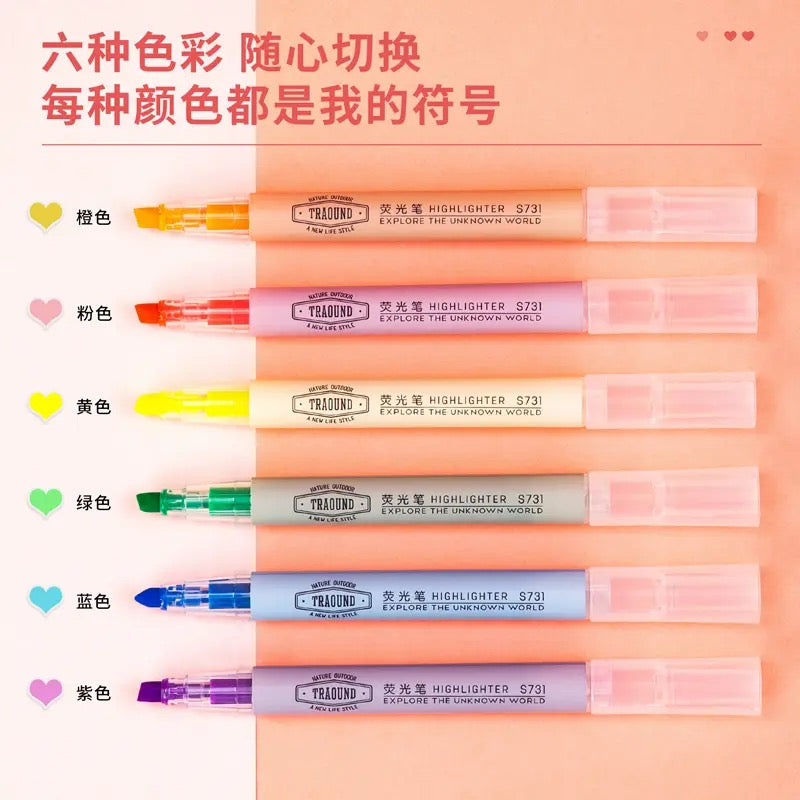 Deli Highlighter 6Pcs/Bag 6 Colors Cute Pen Mark Pen - Tuzzut.com Qatar Online Shopping
