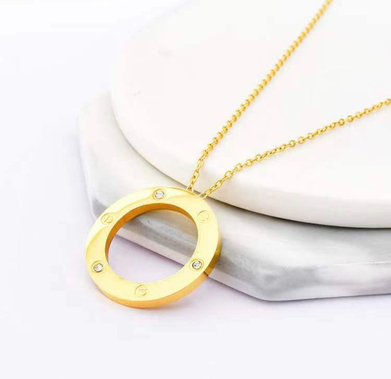 Fashion Chain Necklace Circle Hollow Metal Stick Pendant Necklaces For Women Fashion Neck Jewelry - X4453492 - Tuzzut.com Qatar Online Shopping