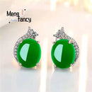 Natural Green Shade Chalcedony Round Earrings - S164676 - Tuzzut.com Qatar Online Shopping