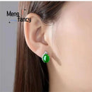 Natural Green Shade Chalcedony Round Earrings - S164676 - Tuzzut.com Qatar Online Shopping