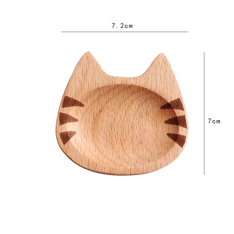 1pcs Creative Wooden Tray Sauce Plate Japanese Style Cute Cartoon Cat Design Seasoning Bowl For Home Kitchen Dish Dinner Plate - Tuzzut.com Qatar Online Shopping