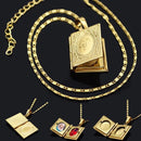 2 pc Necklace Quran Book Openable Pendant Photo Locket Box Necklace Religion Islamic Jewelry Accessories - S322379268 - Tuzzut.com Qatar Online Shopping