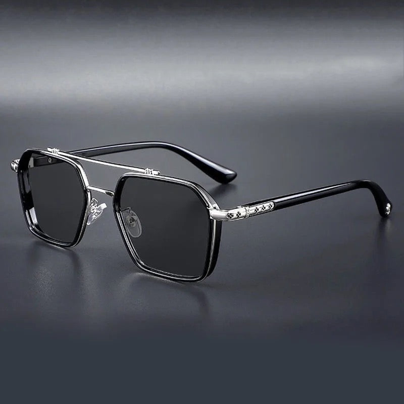 Brand Designer Vintage Sunglasses Men Classic Fashion Driving Sun Glasses Male Square Double Bridge - S4660074 75 - HRK4007 - Tuzzut.com Qatar Online Shopping