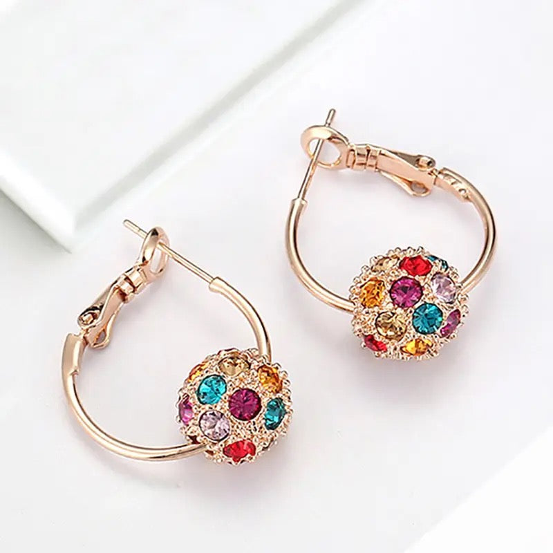 Korean Shiny Crystal Ball Pendant Earrings For Women - Tuzzut.com Qatar Online Shopping