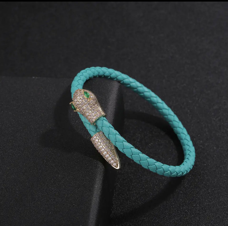 Women Snake Desig Bracelet Bangle Simple Colorful Leisure Versatile Bracelet Leather Rope Woven jewelry - Tuzzut.com Qatar Online Shopping