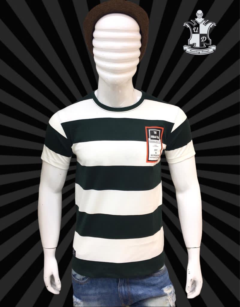 Urban Dominance Era Striped Round Neck T-shirt U130 Urban Dominance Era Striped Round Neck T-shirt U130
