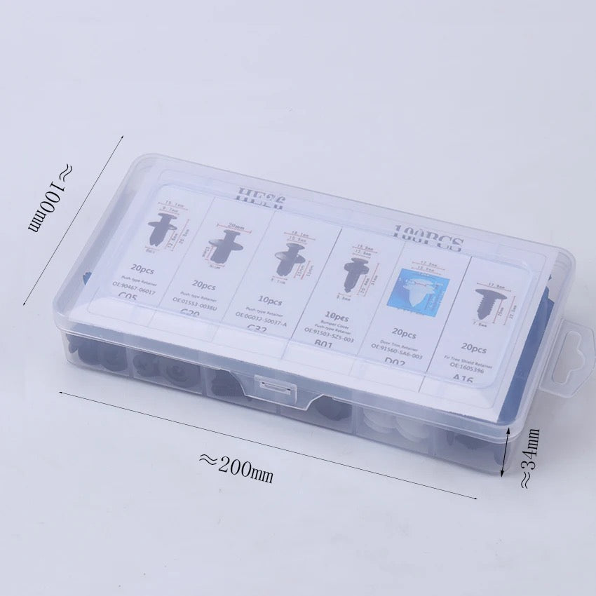 100pcs HE26 Car Bumper Retainer Clips & Nylon Fasteners Rivet Kit 100pcs HE26 Car Bumper Retainer Clips & Nylon Fasteners Rivet Kit