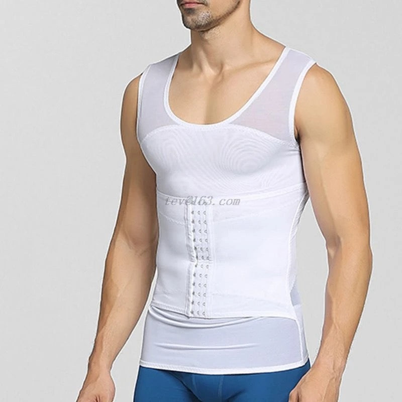 Men's Body Shaper Waist Trainer Trimmer Belt Invisible Mesh Corset Modeling Tops Tummy Control Fitness Tight Thin Vest Shapewear Size 3XL (S2105790 54) - Tuzzut.com Qatar Online Shopping