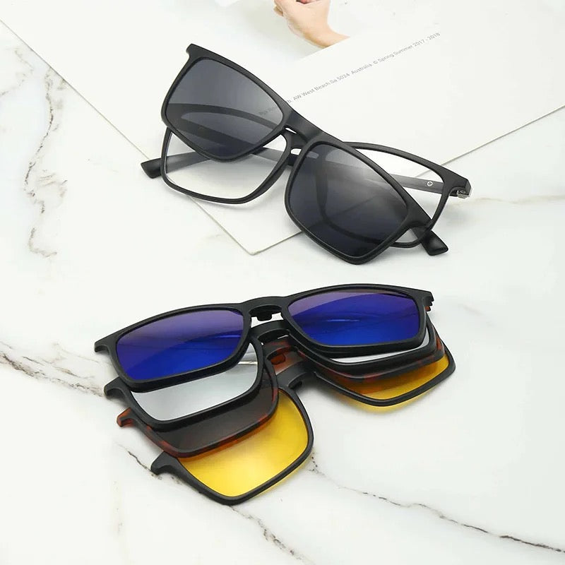 6 In 1 Polarized Sunglasses Men Women Magnetic Clip On Glasses - Tuzzut.com Qatar Online Shopping