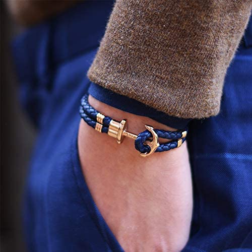 Men Bracelet Vintage Anchor Braslet Homme Camping Jewelry Survival Braclet Double Red String Brazalete Gift For Him - Tuzzut.com Qatar Online Shopping