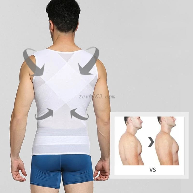 Men's Body Shaper Waist Trainer Trimmer Belt Invisible Mesh Corset Modeling Tops Tummy Control Fitness Tight Thin Vest Shapewear Size 3XL (S2105790 54) - Tuzzut.com Qatar Online Shopping