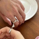 Magnetic Chain Couples Romantic Pair Ring Love Heart Pendant Opening Women Lovers Jewelry - Tuzzut.com Qatar Online Shopping