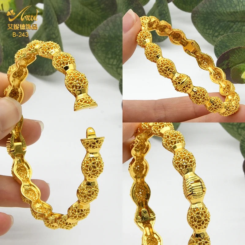 Thai gold Jewelry Pikun Flower Lai Thai Gold Plated Bangle 22k 24k India |  Ubuy