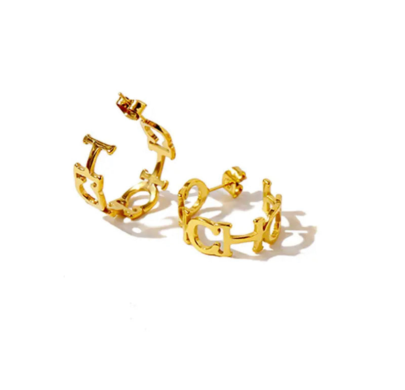 Alphabet Earrings Women's Luxury Gold Earrings Personality Design Sense Simple Earrings - X4685388 - Tuzzut.com Qatar Online Shopping