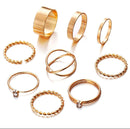 Vintage Portrait Gold Color Coin Cross Love Knuckle Ring Set - Tuzzut.com Qatar Online Shopping