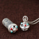 100% 90 Silver Tibetan Gau Pendant Necklace Buddhist OM Mani Padme Hum Prayer Box Pendant Tibetan Box Pendant - Tuzzut.com Qatar Online Shopping