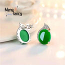 Natural Green Shade Chalcedony Round Earrings - S164676 - Tuzzut.com Qatar Online Shopping