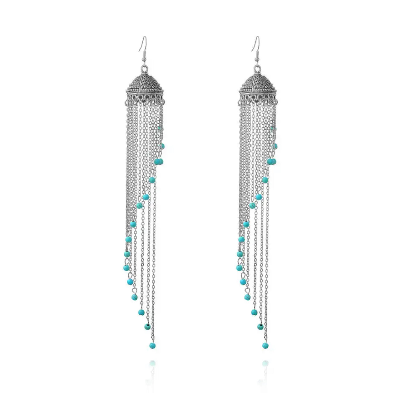 Zuowen Bohemian Vintage Tassel Beads Crown Drop Earrings For Women Zuowen Bohemian Vintage Tassel Beads Crown Drop Earrings For Women