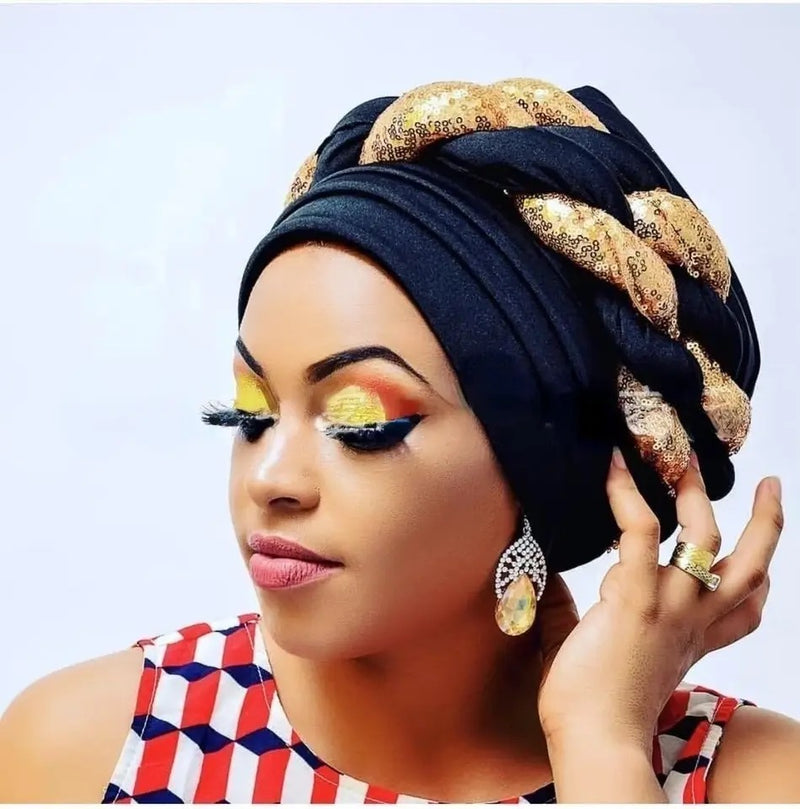 Women Braid Turbans Latest African Headtie Ladies 56-58cm - Tuzzut.com Qatar Online Shopping