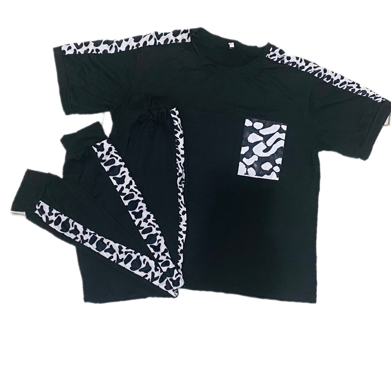 Women's Summer Printed Short-Sleeved T-Shirt Sports Pants Sets Size 4 (S4555644 79) - Tuzzut.com Qatar Online Shopping