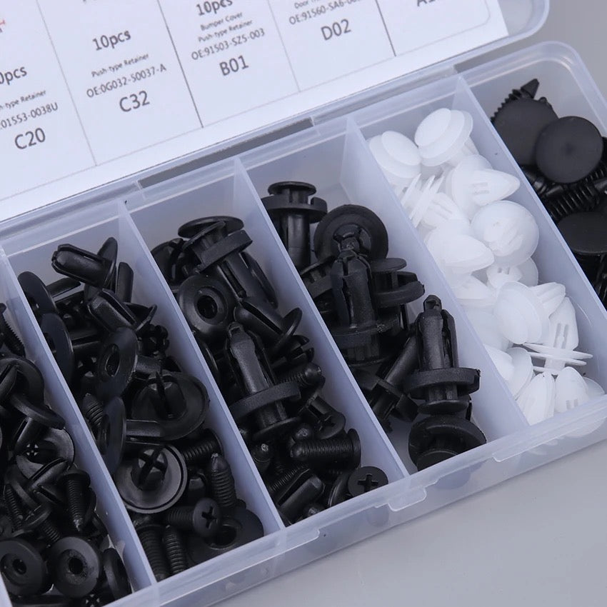 100pcs HE26 Car Bumper Retainer Clips & Nylon Fasteners Rivet Kit 100pcs HE26 Car Bumper Retainer Clips & Nylon Fasteners Rivet Kit