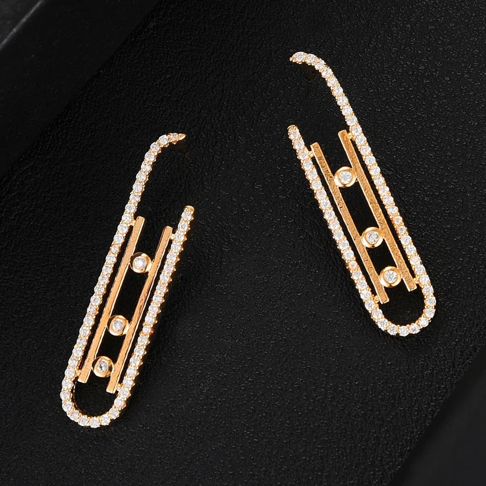 Trendy Prong CZ Punk Style Dangle Earrings for Women Girl Trendy Prong CZ Punk Style Dangle Earrings for Women Girl