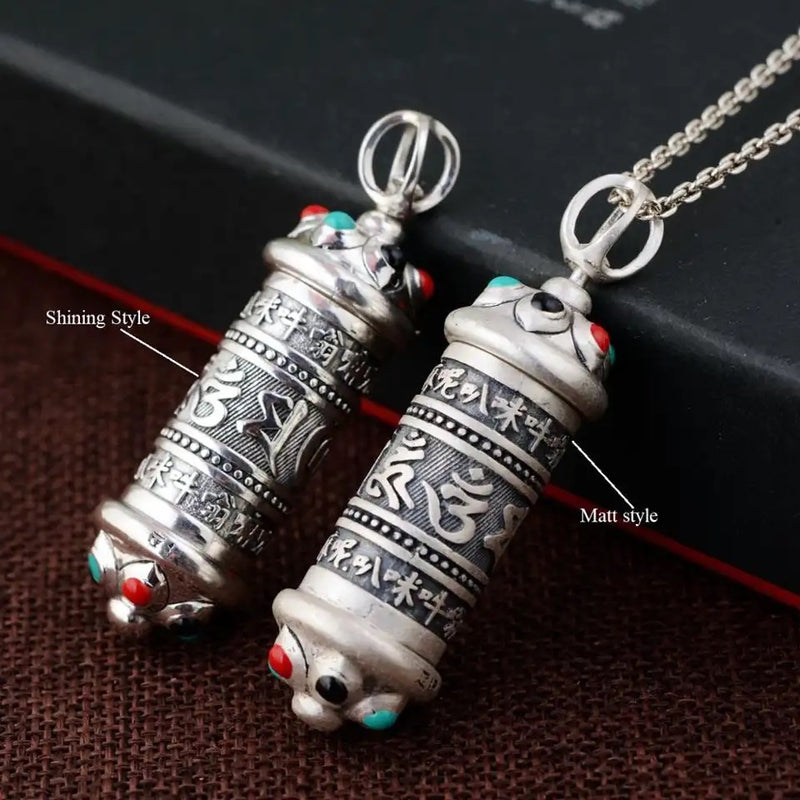 100% 90 Silver Tibetan Gau Pendant Necklace Buddhist OM Mani Padme Hum Prayer Box Pendant Tibetan Box Pendant - Tuzzut.com Qatar Online Shopping