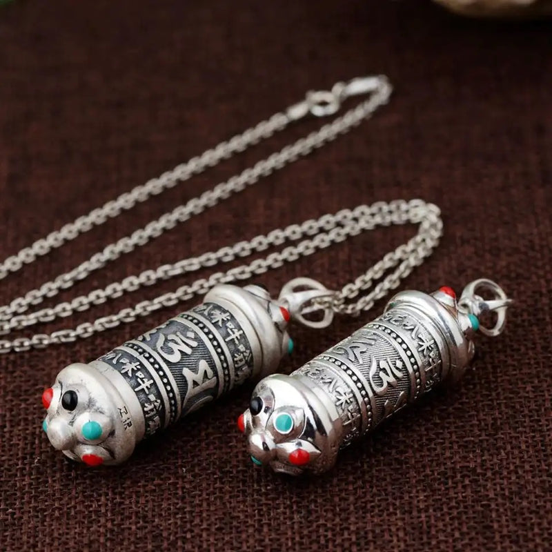 100% 90 Silver Tibetan Gau Pendant Necklace Buddhist OM Mani Padme Hum Prayer Box Pendant Tibetan Box Pendant - Tuzzut.com Qatar Online Shopping