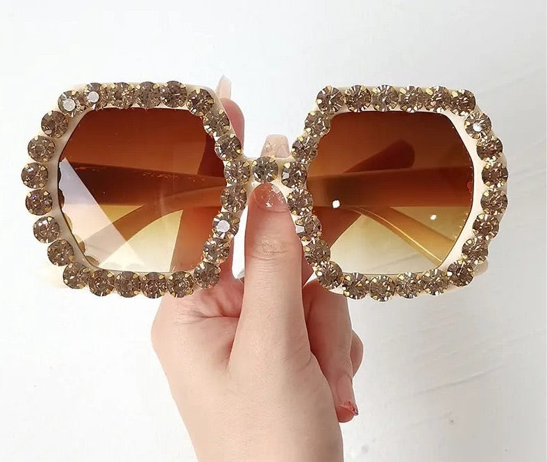 Oversized Shield Diamond Sunglasses Women Fashion Rhinestone Sun Glasses Designer Eyewear UV400 - 9240 - Tuzzut.com Qatar Online Shopping