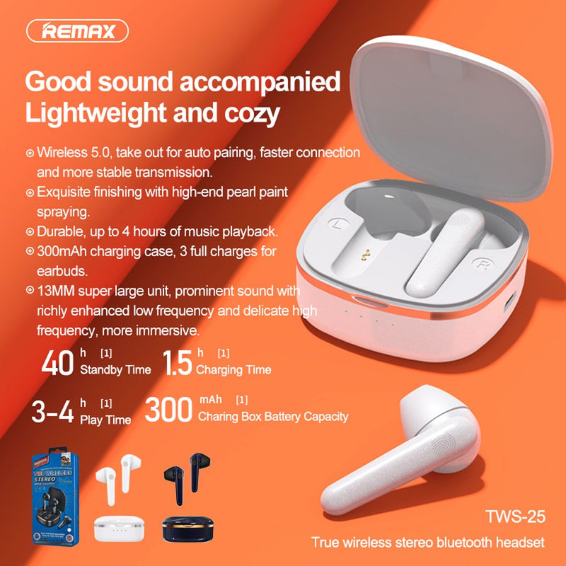 REMAX True Wireless Stereo Bluetooth Headset TWS-25 - Tuzzut.com Qatar Online Shopping