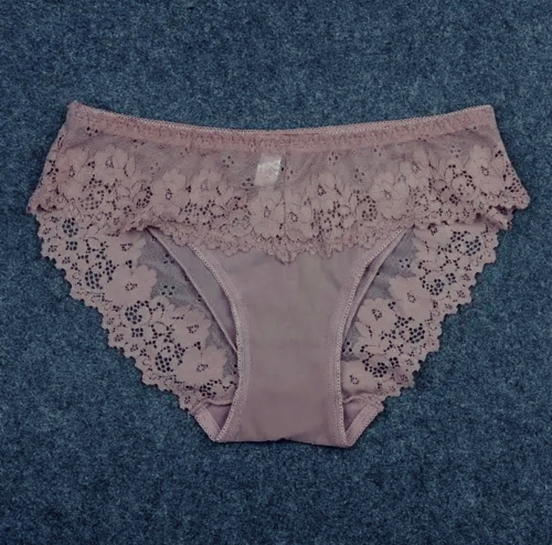 3 Pcs Plus size Underwear Women Lace Briefs Panties Transparent Mesh B