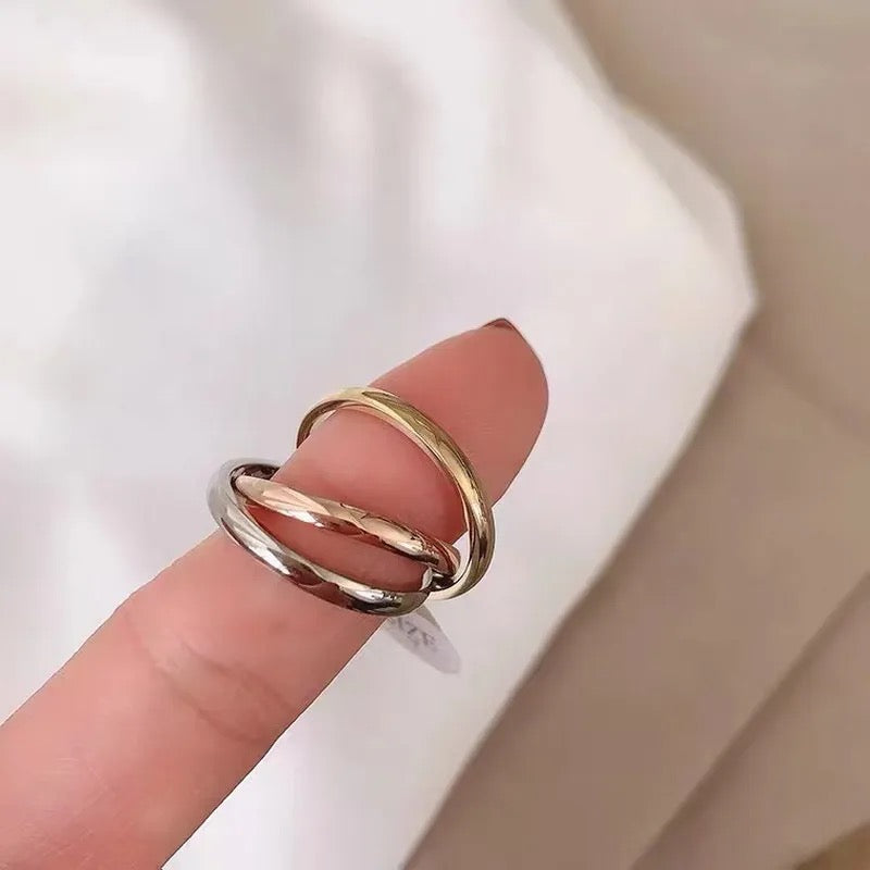 Top Quality 3 Color Round Wrist Rings For Women Steel Wedding Engagement Female Finger Ring Circle Cross Party Jewelry -S4477743 - Tuzzut.com Qatar Online Shopping