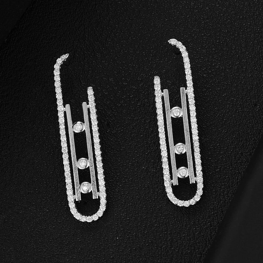 Trendy Prong CZ Punk Style Dangle Earrings for Women Girl Trendy Prong CZ Punk Style Dangle Earrings for Women Girl