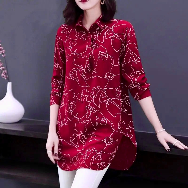 Vintage Casual Printing Button Long Shirt Summer Autumn  - Size 4XL - S3903448 31 -HRK4001 - Tuzzut.com Qatar Online Shopping