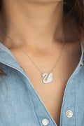 sterling Silver Zircon Stone Swan Pendant - S1349585 - Tuzzut.com Qatar Online Shopping