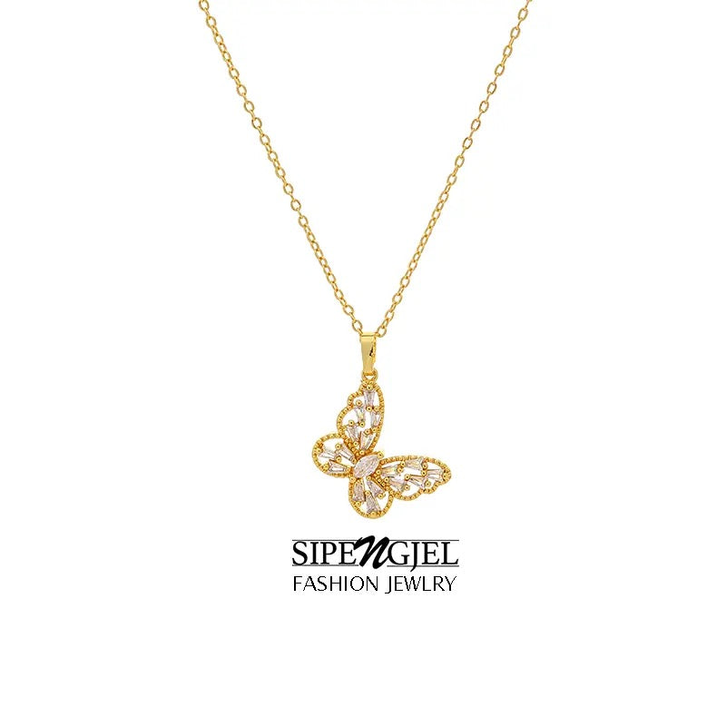 Romantic Zircon Butterfly Necklace Clavicle Chain neckalce For Women Accessories Jewelry - Tuzzut.com Qatar Online Shopping
