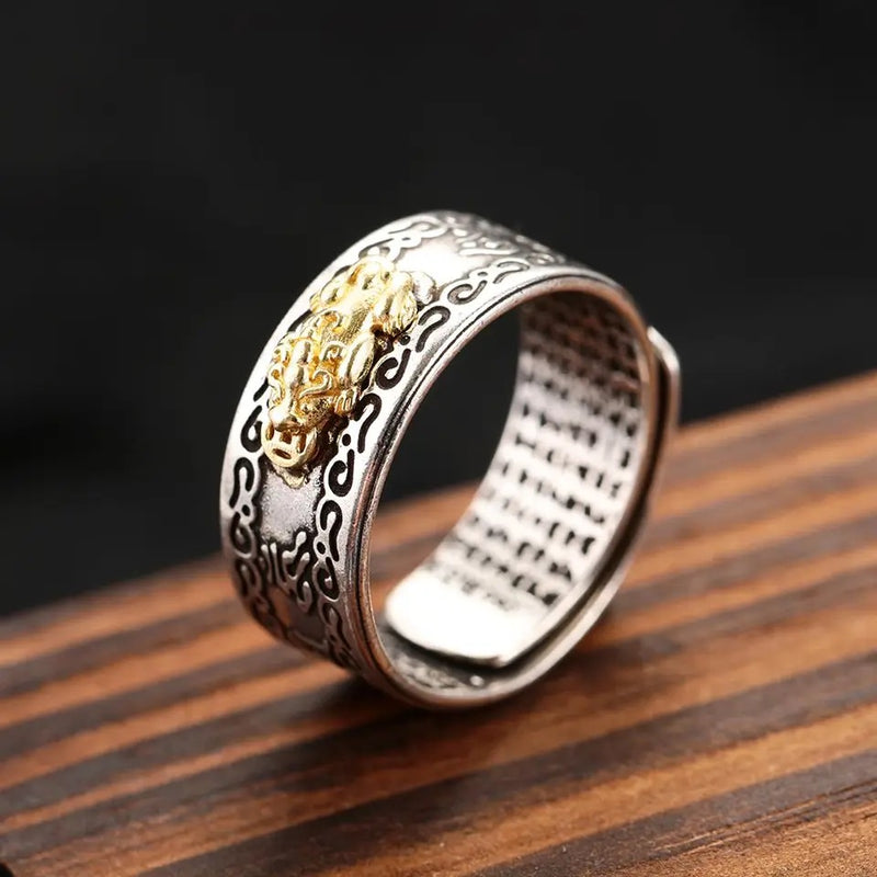 Feng Shui Pixiu Mani Mantra Protection Wealth Ring Quality Best Lucky Adjustable Unisex Jewelry Rings