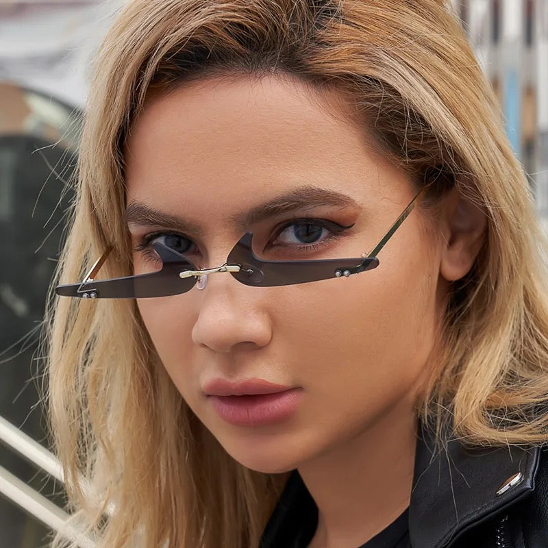 New Fashion Small Rimless Sunglasses Men Women Hook Shape Eyewear Popular Funny Tick Ocean Lens Sexy Prom Sun Glasses - X440444111 - HRK4007 - Tuzzut.com Qatar Online Shopping