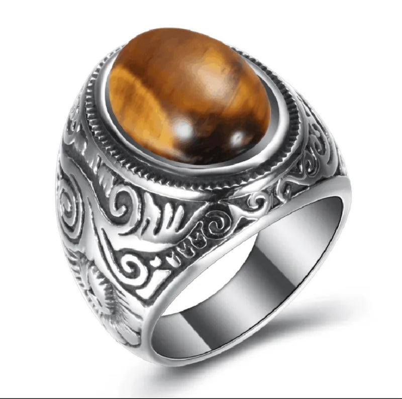 Kalen Charm Men's Ring 6mm Wide Carved Pattern Stainless Steel Exotic Party Jewelry X 3497527 - Tuzzut.com Qatar Online Shopping