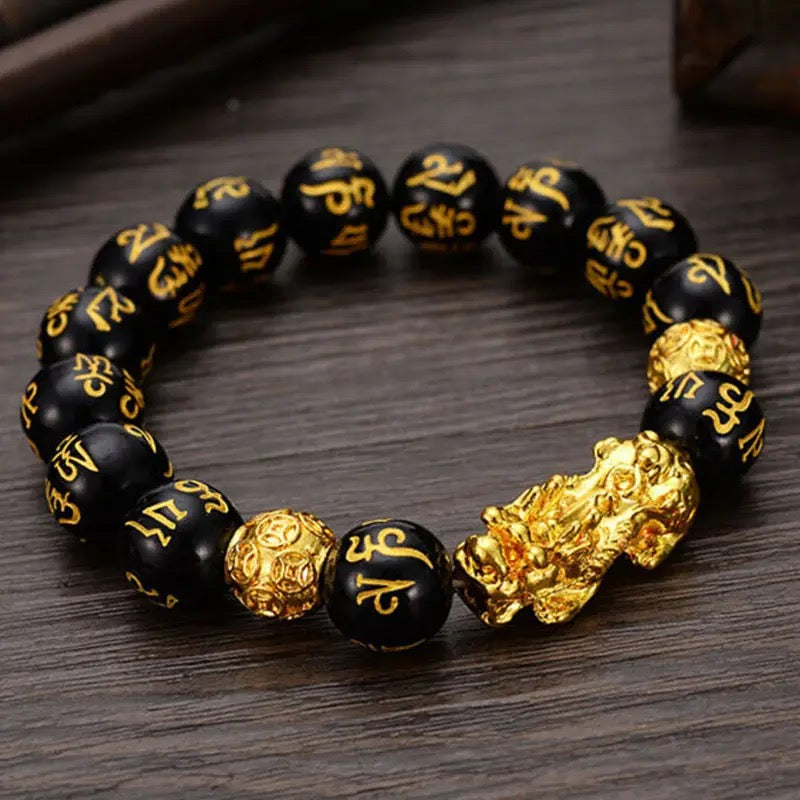 Unisex Obsidian Stone Beads Bracelets Chinese FengShui Pixiu Color Changing Wristband Wealth Good Luck Bracelet Men Women Chain - Tuzzut.com Qatar Online Shopping