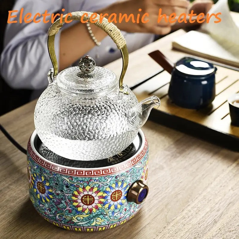 Electric pottery stove, tea stove, enamel color tea maker, high borosilicate heat-resistant glass pot, health pot tea maker - Tuzzut.com Qatar Online Shopping