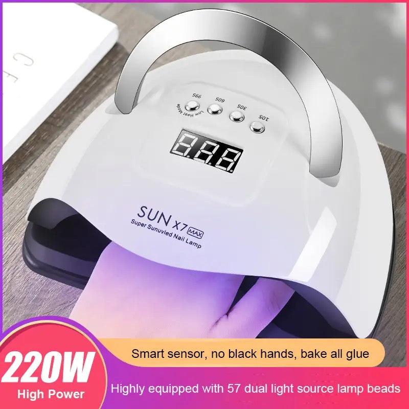 SUN X7 MAX Nail Dryer 220W 4-speed LED Nail Lamp UV Gel Baking Light For Drying All Gel Nail Polish With Motion Sensing Manicure Salon Tool - Tuzzut.com Qatar Online Shopping
