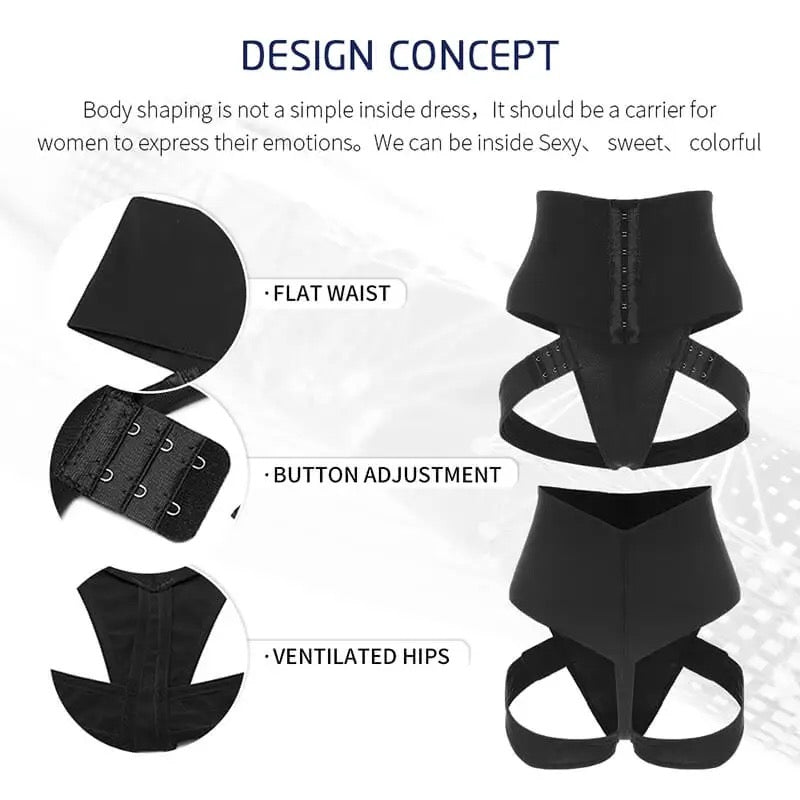 Women's Corset Waist Trainer Butt Lifter Body Shaper Panties Cinta Modeladora Slimming Sheath Woman Flat Belly Underwear Thong Size M (X4389035 95)