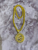 Fashion Charm Titanium Steel Mens Degree Rotatable Pendant Zircon Gold Plated Rotation Hip Hop Party Necklace for Men Jewelry - Tuzzut.com Qatar Online Shopping