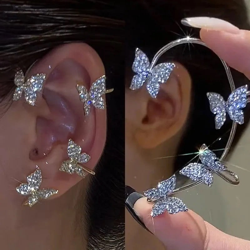 1 Pc Fashion Shining Zircon Butterfly Ear Clip Earrings for Women Girls