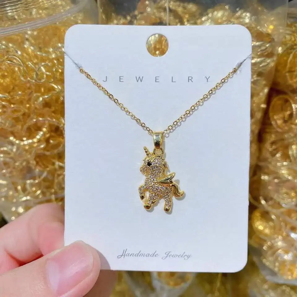 cute angel pony pendant unicorn necklace ladies light luxury niche European and American clavicle chain cute angel pony pendant unicorn necklace ladies light luxury niche European and American clavicle chain