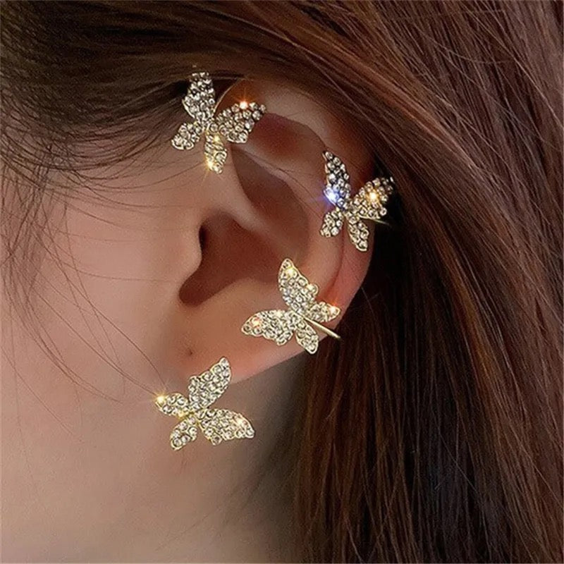 1 Pc Fashion Shining Zircon Butterfly Ear Clip Earrings for Women Girls X4440589