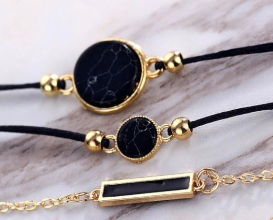 Creative Round Black and White Marble Pattern Alloy Personality Niche Design Small Fresh New Ins Style Bracelet Fashion Jewelry - Tuzzut.com Qatar Online Shopping