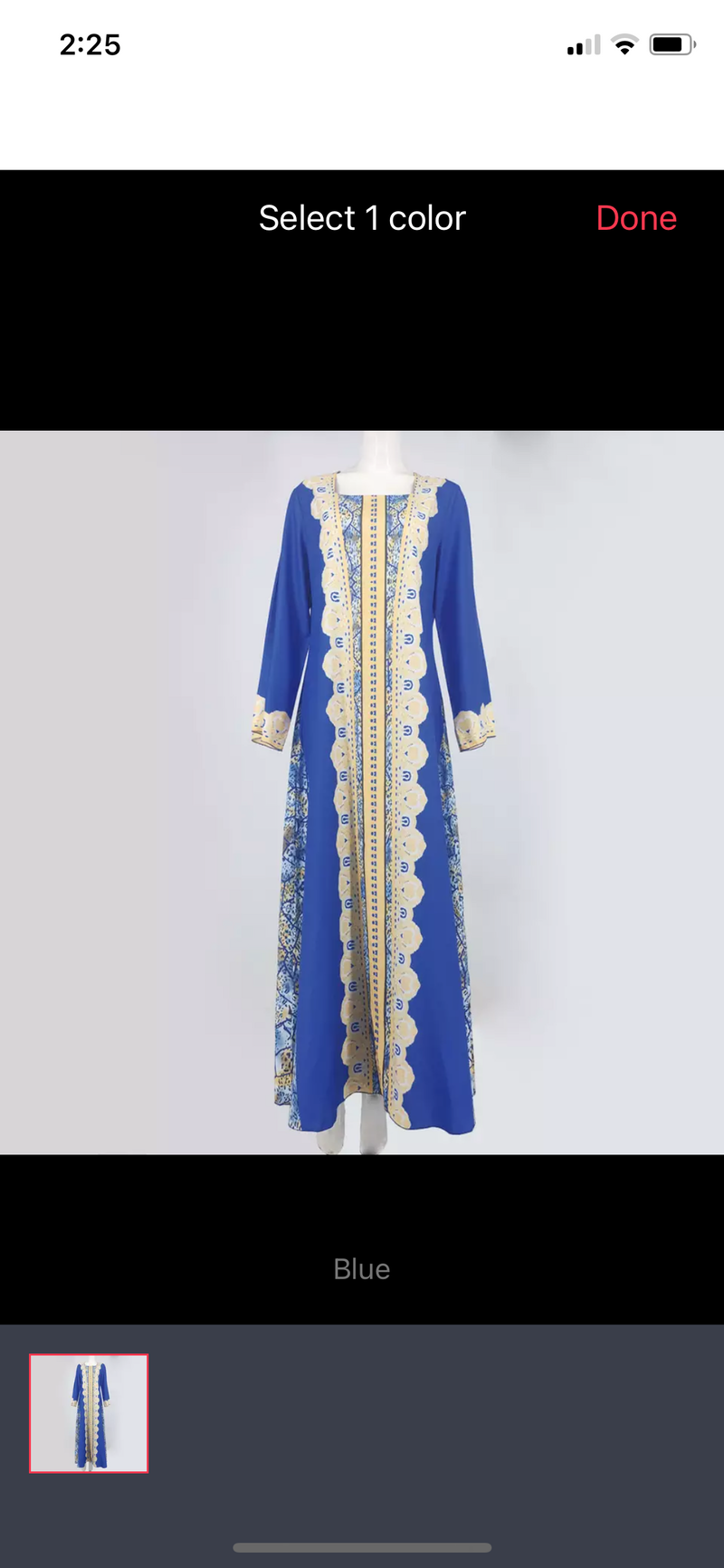 Moroccan Caftan Dubai Turkey Muslim Dress Women Blue Abaya Elegant Lady Islamic Clothing Jelaba Size XXL(S3695150 58) - Tuzzut.com Qatar Online Shopping